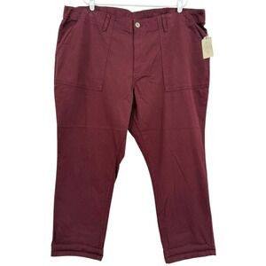 St. Johns Bay Women's Stretch Straight Zip/ Elastic Burgundy Pants Plus 24W NWT
